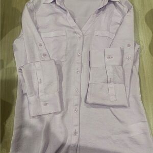 Express Light Purple Button-Up Blouse